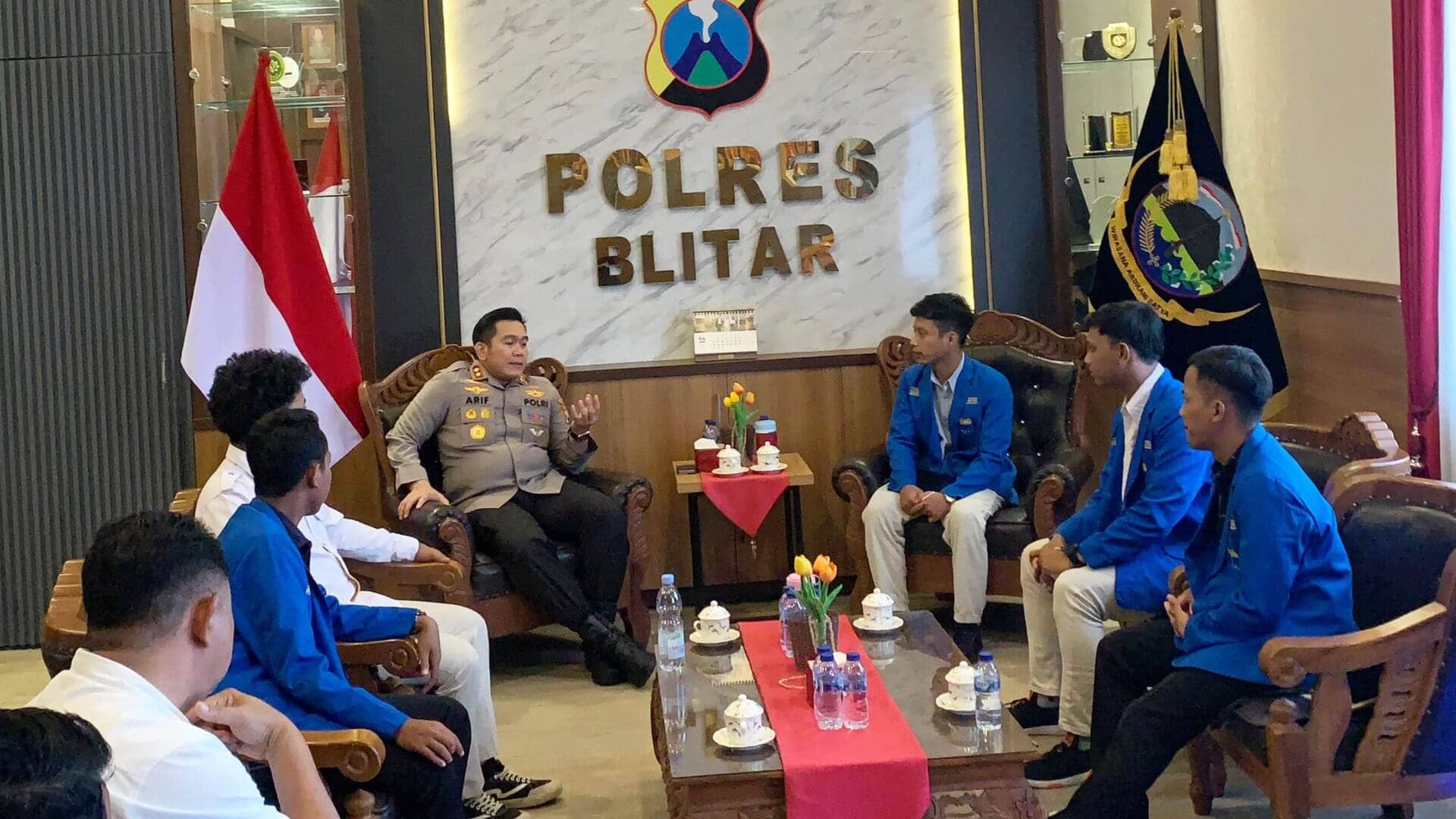 PC PMII Blitar saat audiensi bersama Kapolres Blitar, Selasa, 22 April 2025.