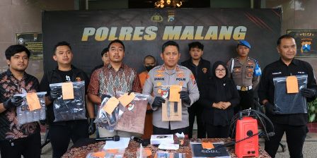 Konferensi pers yang digelar oleh Polres Malang.