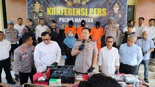 Konferensi pers yang digelar oleh Polres Magetan