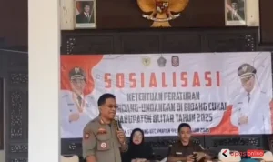Sosialisasi pencegahan rokok ilegal yang digelar di Desa Tembalang, Kecamatan Wlingi, Kabupaten Blitar.