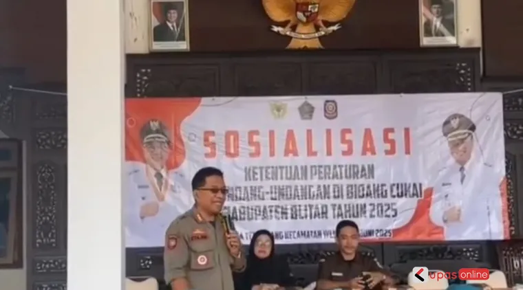 Sosialisasi pencegahan rokok ilegal yang digelar di Desa Tembalang, Kecamatan Wlingi, Kabupaten Blitar.