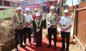 Groundbreaking pembangunan Pospol Setia Sarangan di kawasan wisata Telaga Sarangan, Kabupaten Magetan.