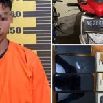 Pelaku yang diamankan oleh polisi.